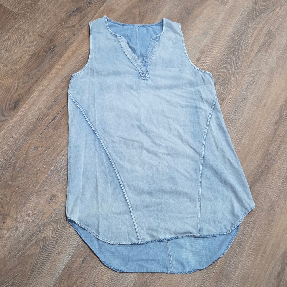 CUPSHE Womens Light Wash Denim Sleeveless High Low V-Neck dress Large L - Picture 1 of 7